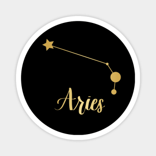 Aries Zodiac Constellation in Gold - Black Magnet